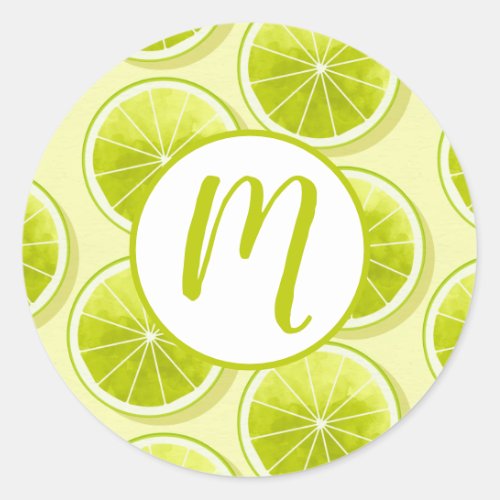 Lime Slices on Light Yellow Classic Round Sticker