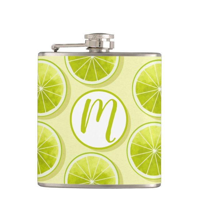 Lime Slices on Light Yellow Flask (Front)