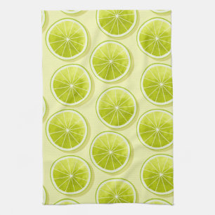 Lime Slices on Light Yellow Kitchen Towel