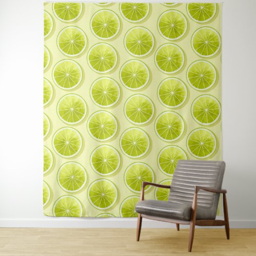 Lime Slices on Light Yellow Tapestry