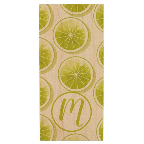 Lime Slices on Light Yellow Wood Flash Drive