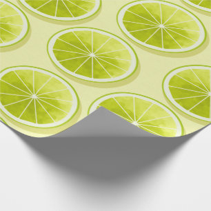 Lime Slices on Light Yellow Wrapping Paper