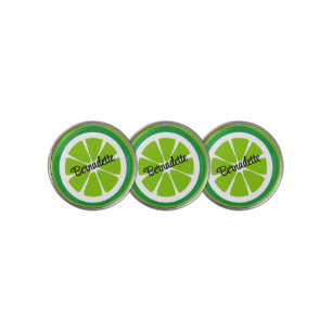 Lime Slices on White Citrus Summer Personalized Golf Ball Marker