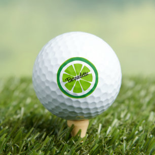 Lime Slices on White Citrus Summer Personalized Golf Balls
