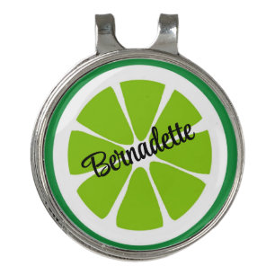 Lime Slices on White Citrus Summer Personalized Golf Hat Clip