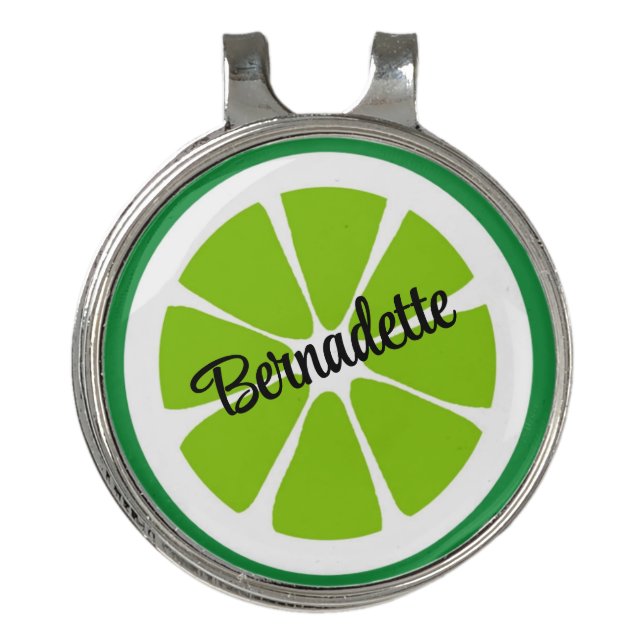 Lime Slices on White Citrus Summer Personalized Golf Hat Clip (Front)
