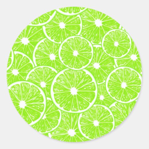 Lime slices pattern classic round sticker