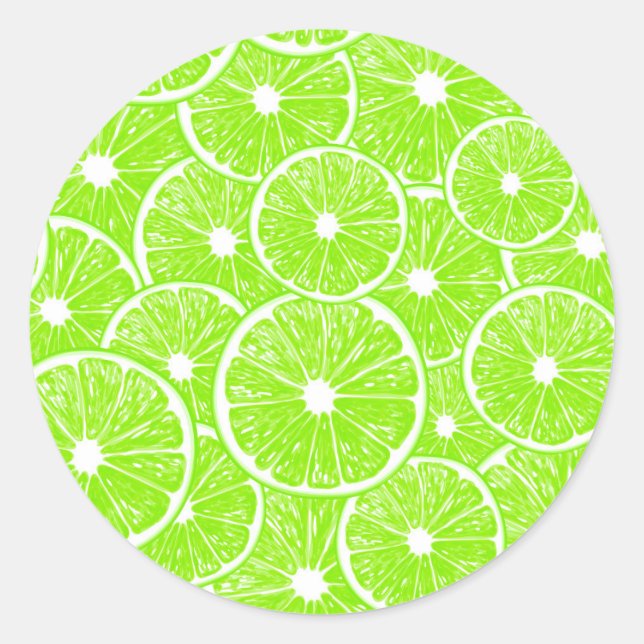 Lime slices pattern classic round sticker (Front)