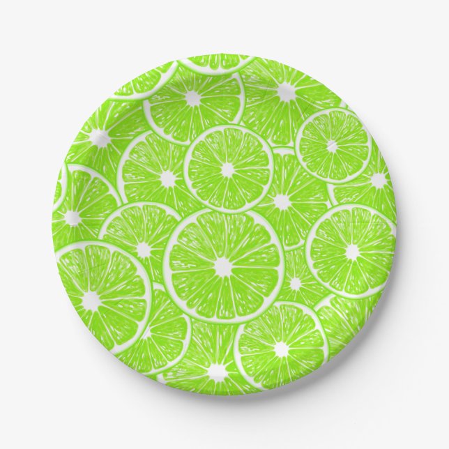 Lime slices pattern paper plates (Front)
