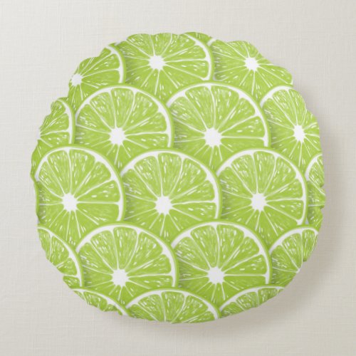 Lime slices round pillow