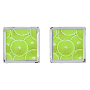 Lime slices silver cufflinks