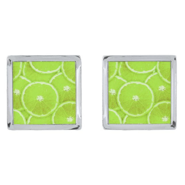Lime slices silver cufflinks (Front)