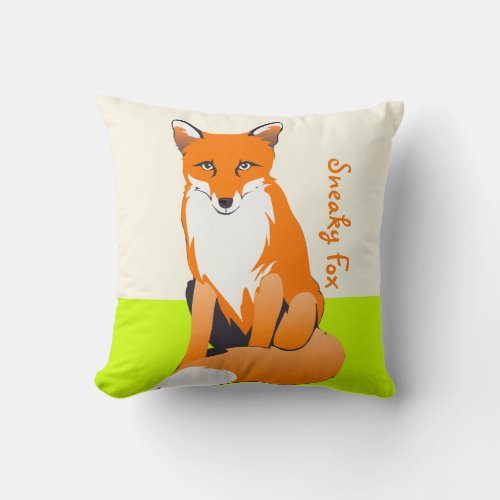 Lime Sneaky Like a Fox Fox Pillow