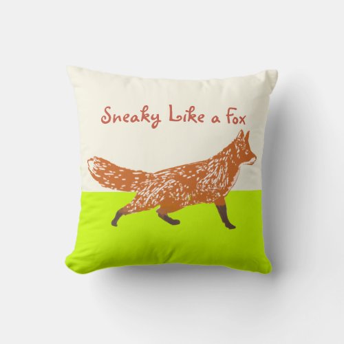 Lime Sneaky Like a Fox Fox Pillow