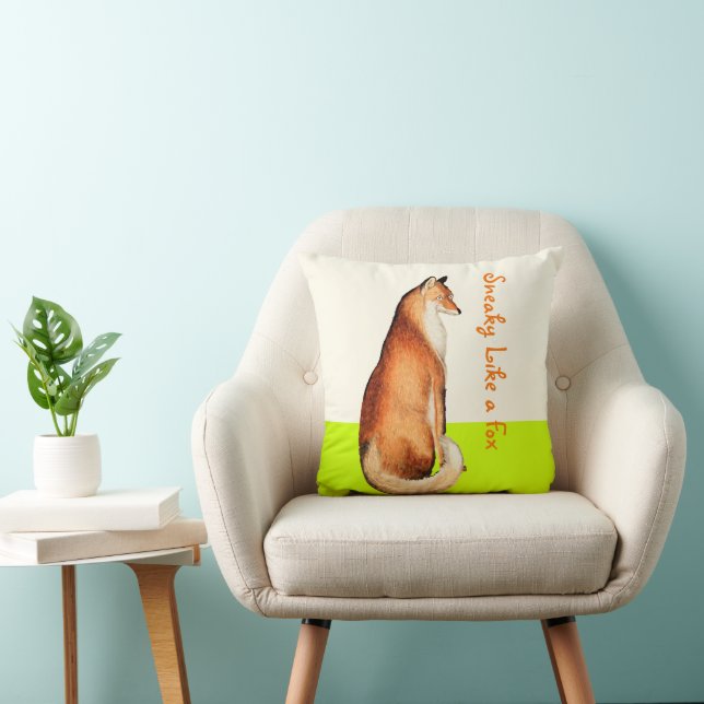 Lime Sneaky Like a Fox Fox Pillow (Chair)