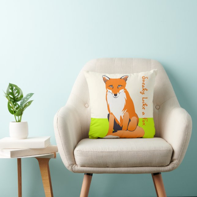 Lime Sneaky Like a Fox Fox Pillow (Chair)