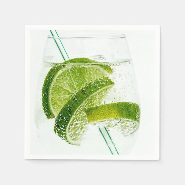 Lime Soda Fresh Drink Glass Paper Napkins (Front)