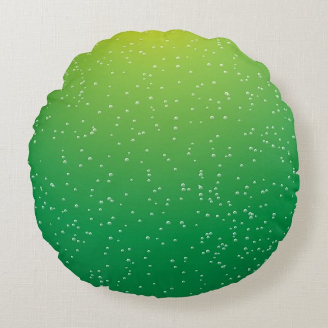 Lime Soda with Tiny Bubbles Background Art Round Pillow (Front)
