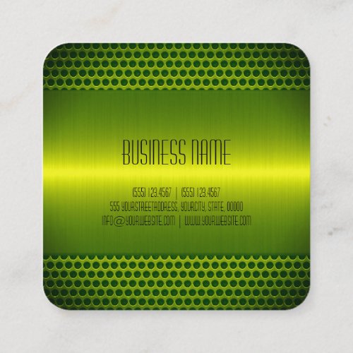 Lime Stainless Steel Metal Look Square Business Card