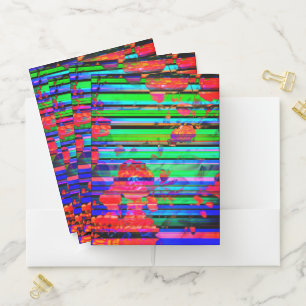 Lime Striped 3D Rose Pocket Folder
