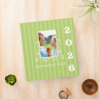 Lime Striped Your Photo on Front Scrapbook 3 Ring Binder