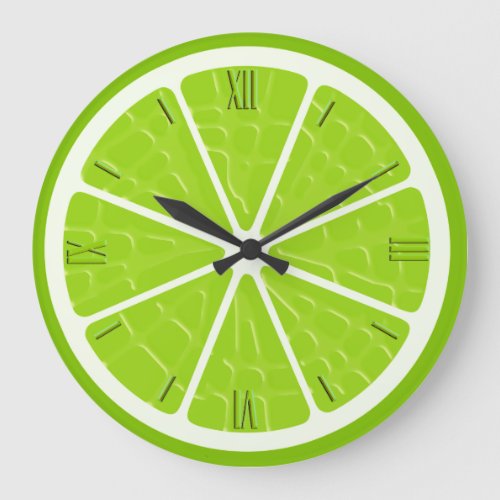 Lime Stylized Fruit Slice Large Clock