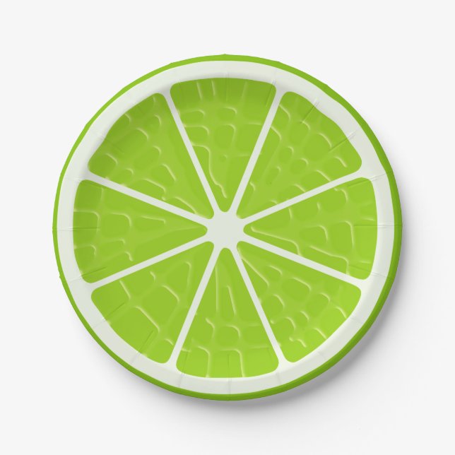Lime Stylized Fruit Slice Paper Plates (Front)