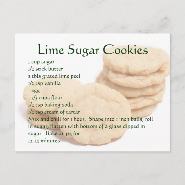 Lime Sugar Cookies Postcard (Front)