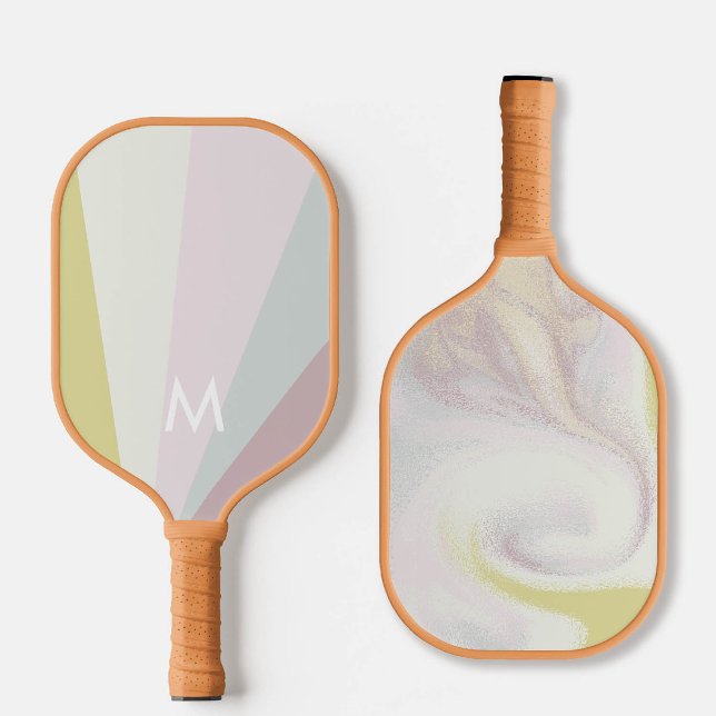 Lime Teal Sorbet Monogram Modern Personalized Carbon Fiber Pickleball Paddle (personalized pickleball paddle monogram lime green mauve purple custom sports gift for her)