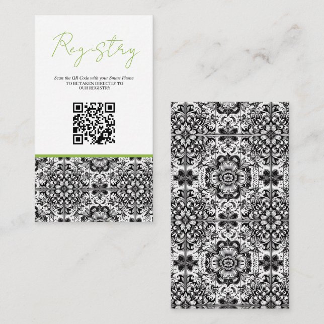Lime Tile Bridal Shower Registry QR Enclosure Card (Front/Back)
