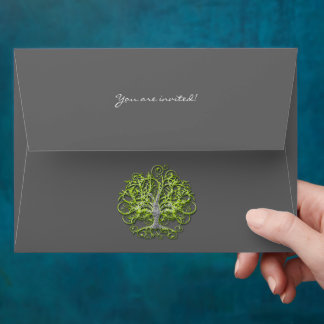 Lime Tree Swirl Wedding Envelopes