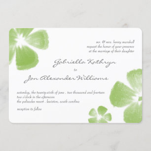 Lime Tropical Watercolor Flowers Wedding Invite