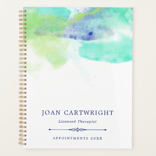 Lime Turquoise Watercolor Appointment Book Planner