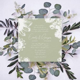 Lime Vintage Flower Wedding Invitation
