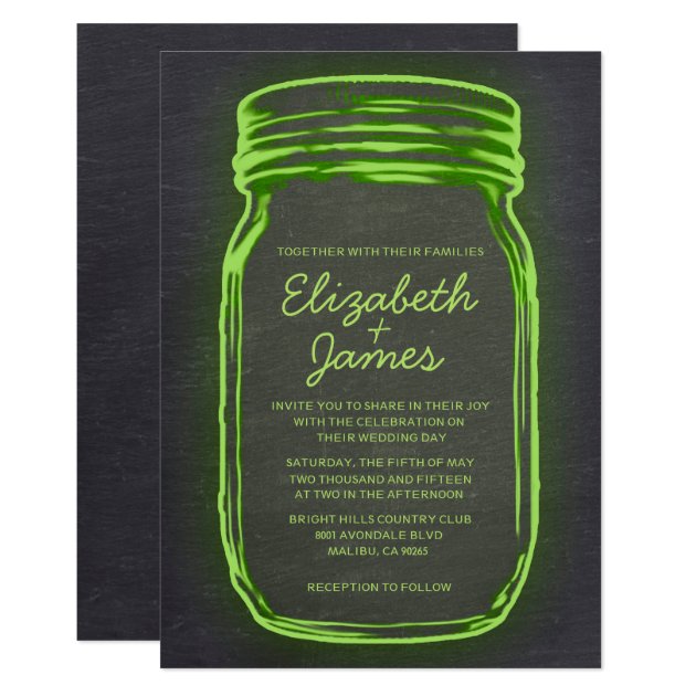 Lime Vintage Mason Jar Wedding Invitations