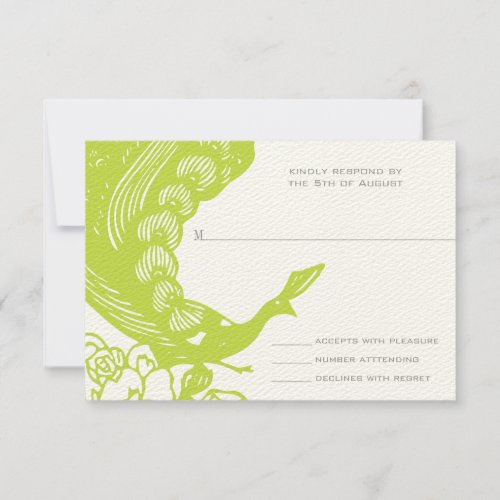 Lime Vintage Modern Peacock Wedding RSVP