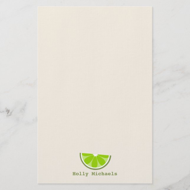 Lime Wedge Personalized Stationery (Front)