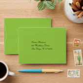 Lime, White, Black Damask Envelope for RSVP's (Desk)
