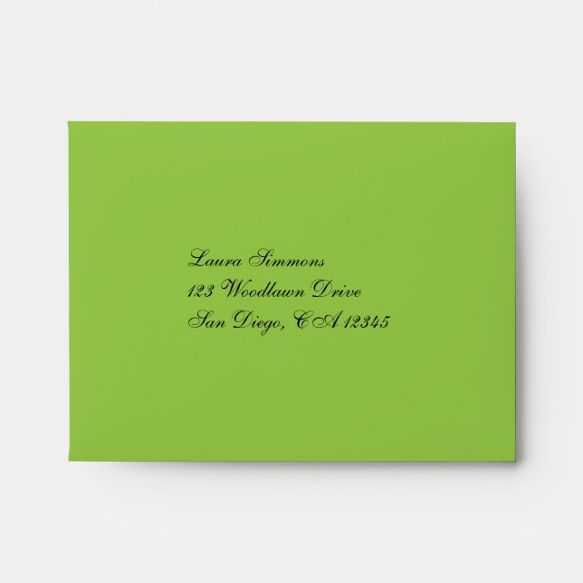 Lime, White, Black Damask Envelope for RSVP's (Front)