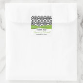 Lime, White, Black Damask Wedding Favor Sticker (Bag)