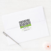 Lime, White, Black Damask Wedding Favor Sticker (Envelope)