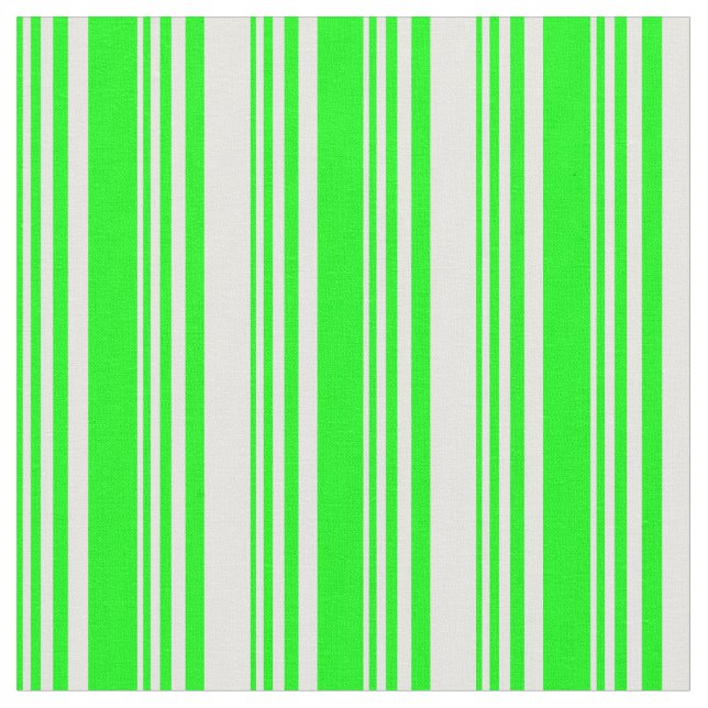Lime & White Lines/Stripes Pattern Fabric (Close Up)