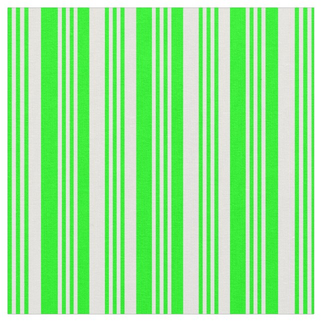 Lime & White Pattern of Stripes Fabric (Close Up)