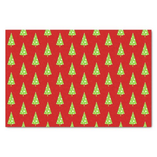 Lime White Polka Dots Christmas Tree Pattern Tissue Paper