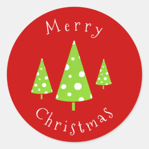 Lime White Polka Dots Christmas Trees Classic Round Sticker