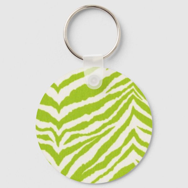 Lime & White Zebra Keychain (Front)
