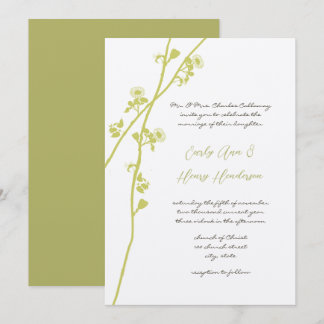 Lime Wild Flower Branch Wedding Invitation