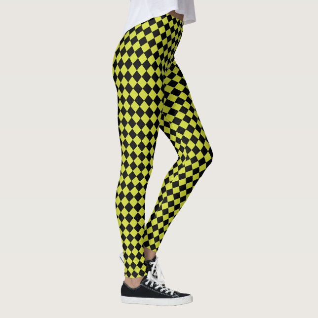LIme With Black Checker Racing Leggings (Right)
