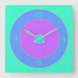 Lime with Blue /Mauve /Aqua/ Centre Clock