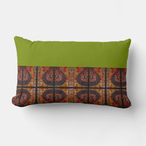 Lime with Warm Accent Ethiopian Traditional  Lumbar Pillow